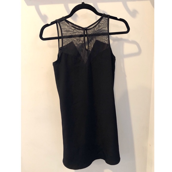 LUSH Sleeveless Black Shift Dress Mesh Detail - Picture 4 of 6